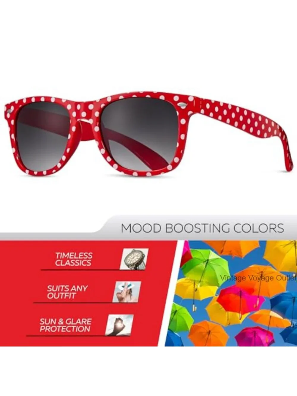 Retro Polka Dot Vintage Sunglasses for Women UV400 Protective Wayfarer Shades